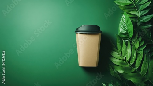 Eco-Friendly Coffee Cup Mockup with Lush Greenery