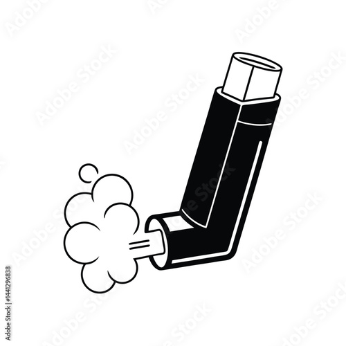 Black silhouette of an asthma inhaler vector Art & Illustration