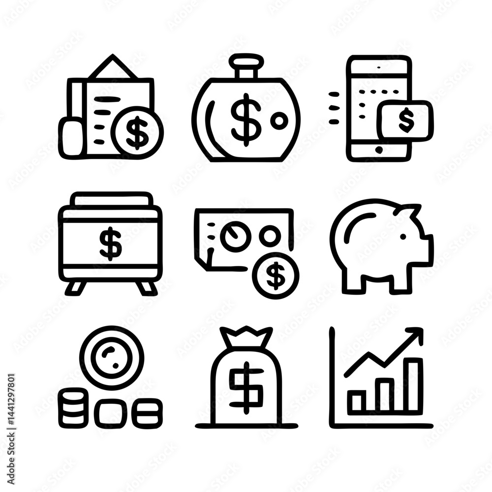Finance - line icon set with editable stroke. Outline business and economy web icons. Money, bank, payment.Euro line icons set. Modern graphic design concepts. Vector line icons.
Finance - line icon set with editable stroke. Outline business and economy web icons. Money, bank, payment.Euro line icons set. Modern graphic design concepts. Vector line icons.