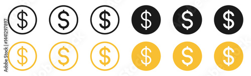Money dollar icon symbol Coin icon logo in flat style. Vector element