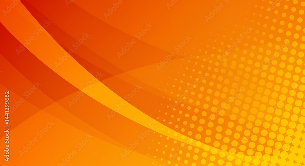 A vibrant abstract background in warm shades of orange and yellow, featuring flowing curves and a prominent halftone dot pattern on the right, creating a dynamic and textured design A vibrant abstract background in warm shades of orange and yellow, featuring flowing curves and a prominent halftone dot pattern on the right, creating a dynamic and textured design