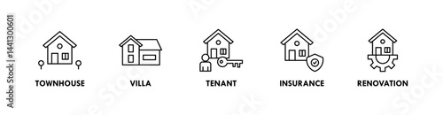 Go to Page
|12345Next
Real Estate banner web icon illustration concept with icon of townhouse, villa, tenant, insurance, and renovation