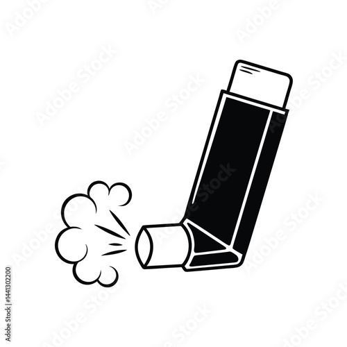 Black silhouette of an asthma inhaler vector Art & Illustration