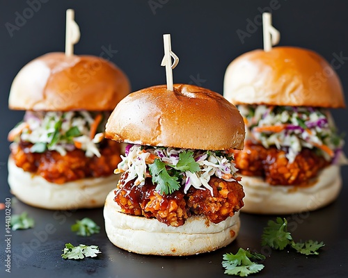 Delicious, crispy fried chicken sliders with coleslaw