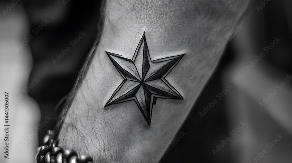 Naklejka premium A tattoo of a star on a person's arm