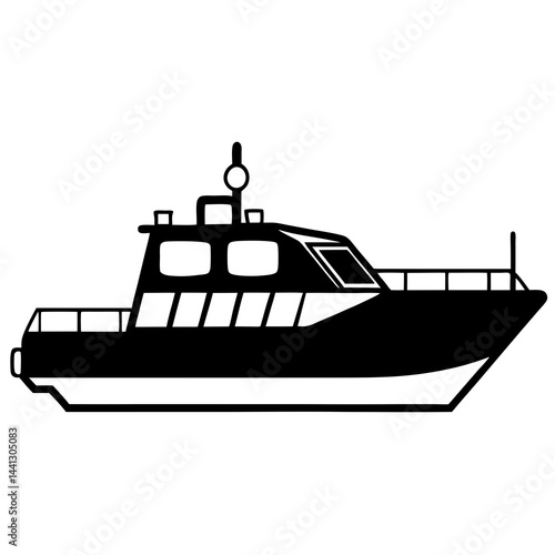 Patrol Boat Silhouette Vector on White