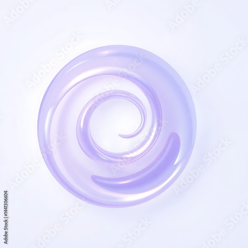 A light purple swirl design with a circular shape on a white background in a studio shot style