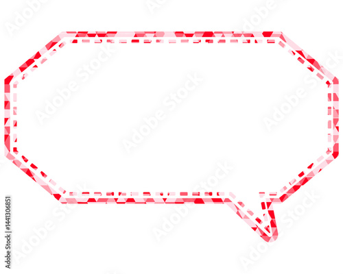 ステンドグラス風吹き出し　三角形模様　細長い八角形