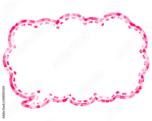 ステンドグラス風吹き出し　三角形模様　細長い雲形