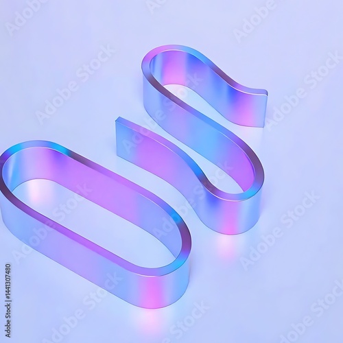 Iridescent metal shapes arranged on a light surface creating a modern and abstract composition art