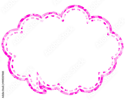 ステンドグラス風吹き出し　三角形模様　丸みのある雲形