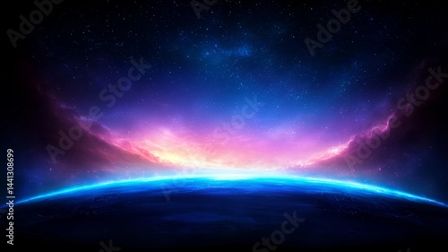 Wallpaper Mural Celestial Landscape Nebula Over Horizon Torontodigital.ca