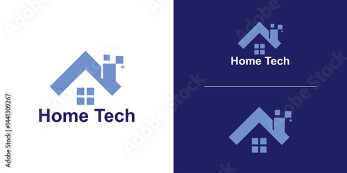 logo design combination home tech,digital,modern,symbol,icon,idea,creative.