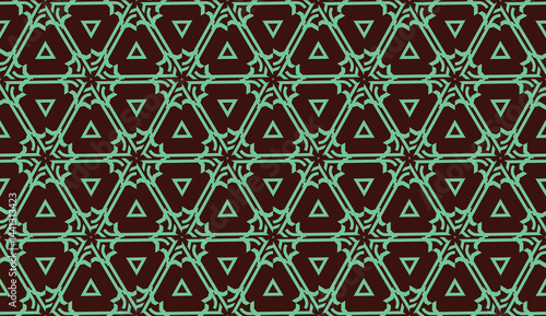 Modern pattern with curved line. Triangles, line, geometric elements. Vector illustration. Design for flyer, wallpaper, presentation, paper. Green colored