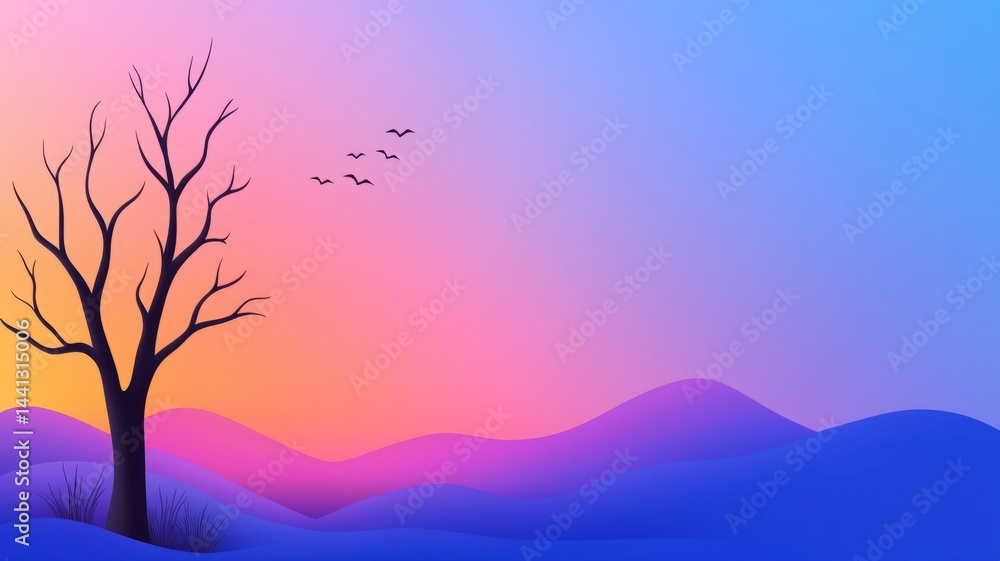 Pixel Art Landscape Featuring Silhouettes of Trees Against a Colorful Sky Pixel Art Landscape Featuring Silhouettes of Trees Against a Colorful Sky