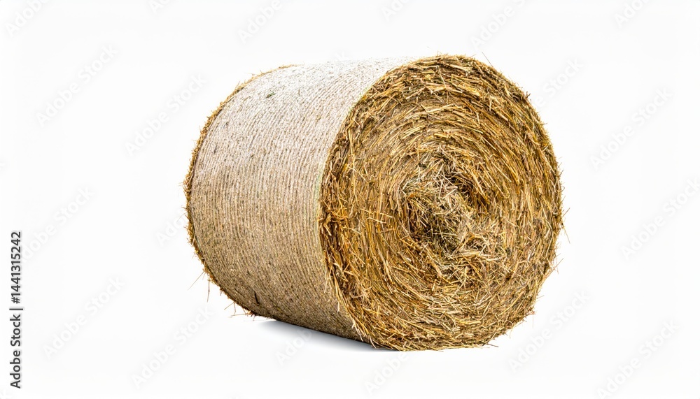 Round Hay Bale Isolated on White Background Rural Agriculture Farming Scene Round Hay Bale Isolated on White Background Rural Agriculture Farming Scene