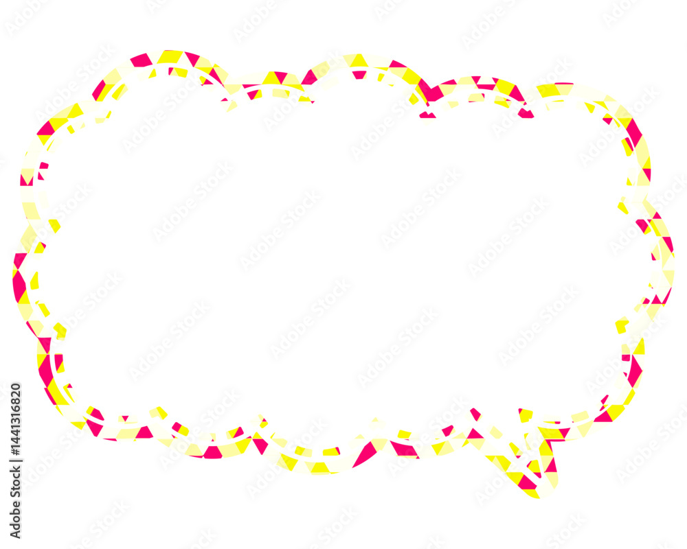 Fototapeta premium ステンドグラス風吹き出し 三角形模様 細長い雲形