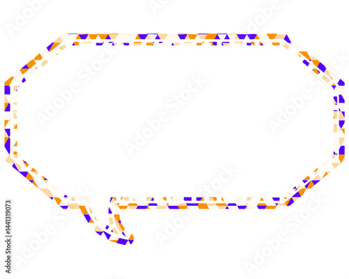 ステンドグラス風吹き出し　三角形模様　細長い八角形
