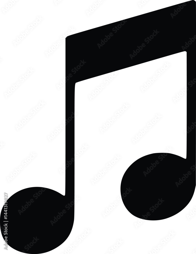 Black and white bold vector of a music note, isolated on white background. Black and white bold vector of a music note, isolated on white background.