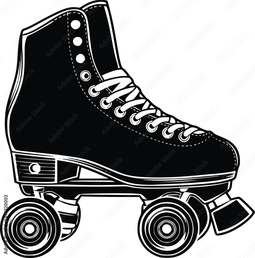 custom made wallpaper toronto digitalBlack and white bold vector of a roller skate, isolated on white background.