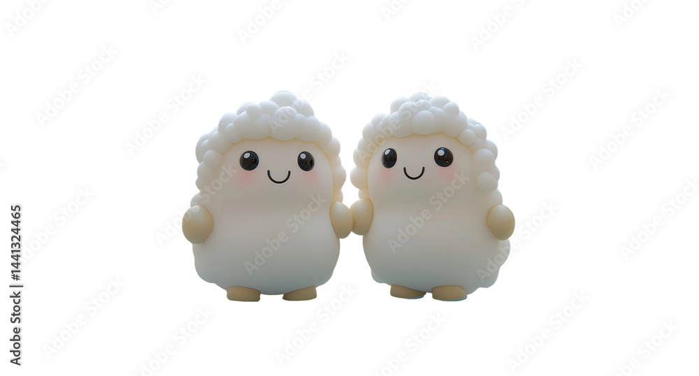 Obraz premium Cute and Adorable Cartoon Sheep Toys with Cheerful Expressions Perfect for Playful Decor and Fun Family Activities, Bringing Joy to Every Child's Room