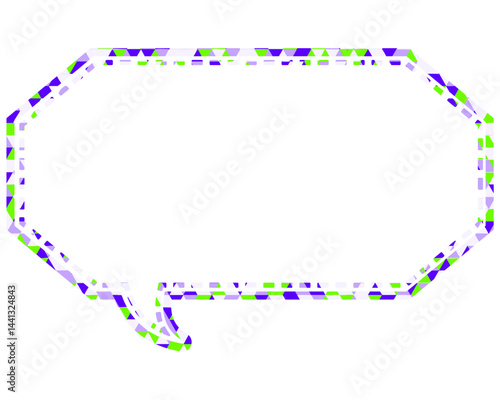 ステンドグラス風吹き出し　三角形模様　細長い八角形
