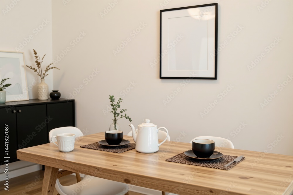 Elegant Dining Area with Minimalistic Design and Table Settings Elegant Dining Area with Minimalistic Design and Table Settings