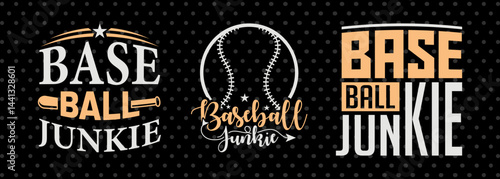 Baseball Junkie SVG Baseball Tshirt Design Bundle Baseball Quote Design
