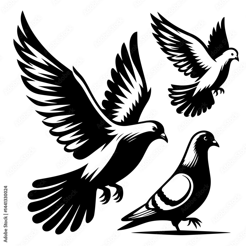 Obraz premium black and white vector silhouette