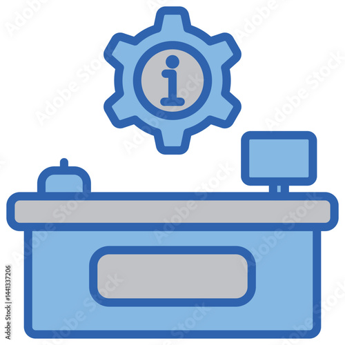 Reservation Desk Blue White Icon