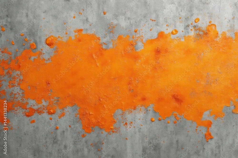 Fototapeta premium Orange stain on a gray concrete surface.