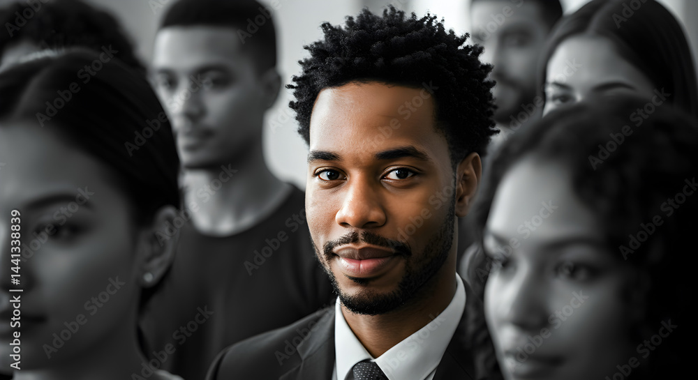 Confident Business Professional Standing Out in Diverse Team Confident Business Professional Standing Out in Diverse Team