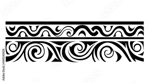 A black and white line with swirls and circles