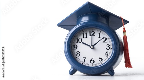 Countdown to Graduation Day: Realistic Clock with Graduate Cap Signifying Achievement and Time Management