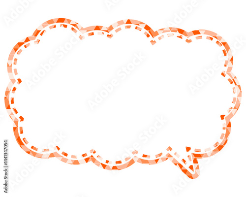 ステンドグラス風吹き出し　三角形模様　細長い雲形