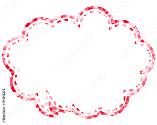 ステンドグラス風吹き出し　三角形模様　丸みのある雲形