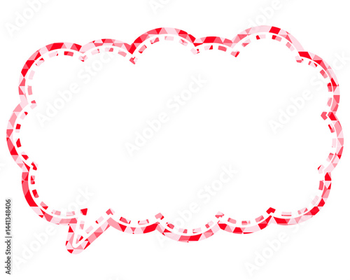 ステンドグラス風吹き出し　三角形模様　細長い雲形