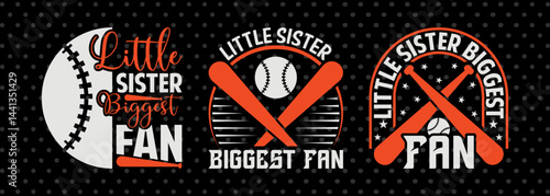 Little Sister Biggest Fan SVG Baseball Tshirt Design Bundle Baseball Quote Design