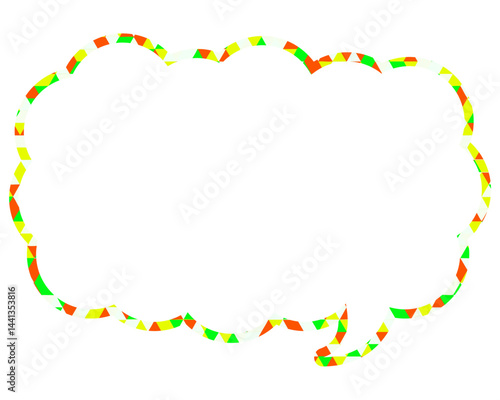 ステンドグラス風吹き出し　三角形模様　細長い雲形