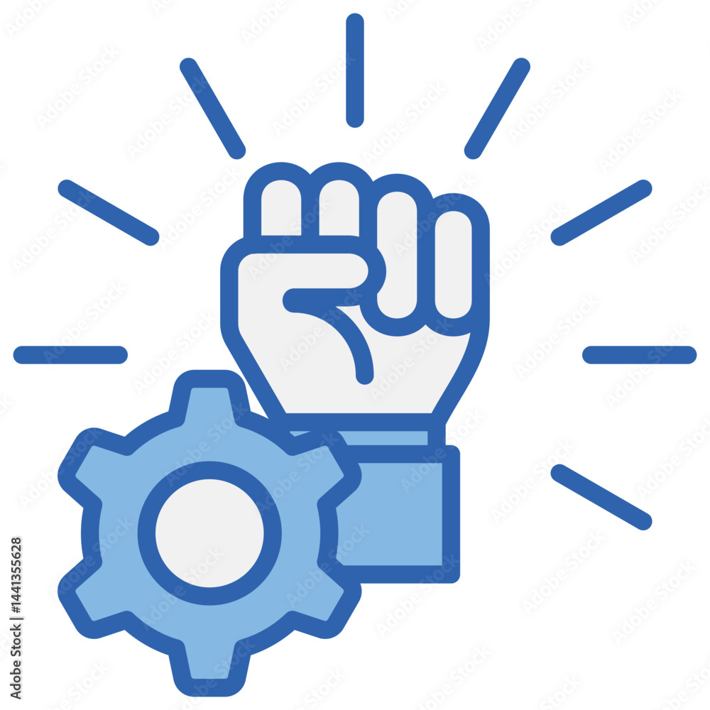 Fototapeta premium Determination Blue White Icon