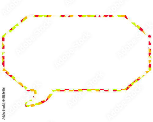 ステンドグラス風吹き出し　三角形模様　細長い八角形
