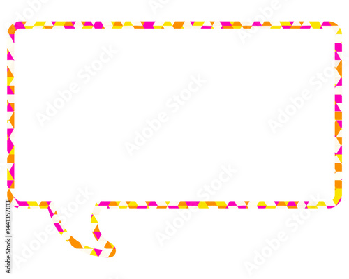 ステンドグラス風吹き出し　三角形模様　四角形