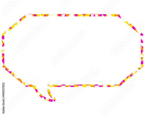 ステンドグラス風吹き出し　三角形模様　細長い八角形