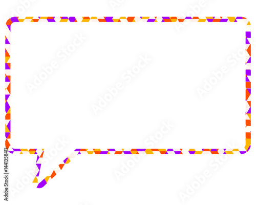 ステンドグラス風吹き出し　三角形模様　四角形
