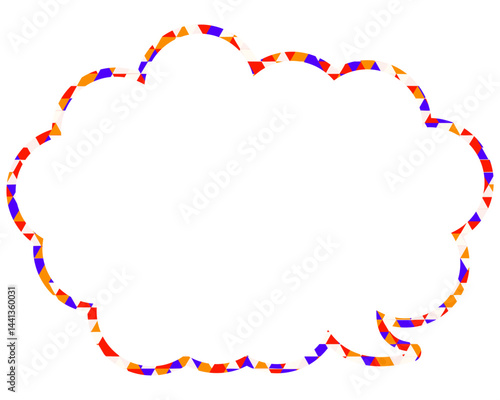 ステンドグラス風吹き出し　三角形模様　丸みのある雲形
