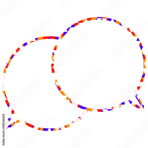 ステンドグラス風吹き出し　三角形模様　重なる会話