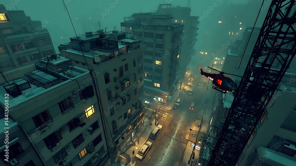 Snowy City Night Helicopter Rescue Mission.