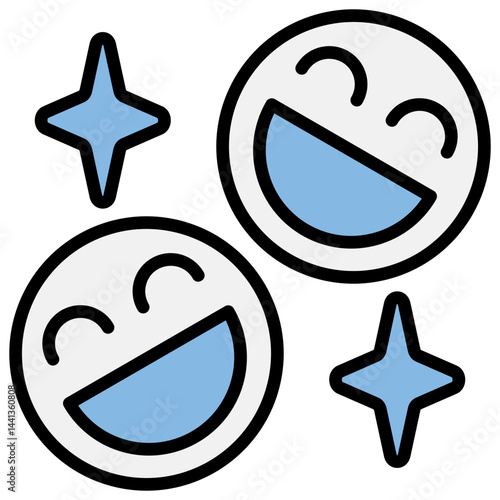 Cheerfulness Blue Black Icon
