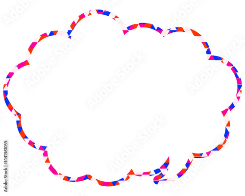 ステンドグラス風吹き出し　三角形模様　丸みのある雲形