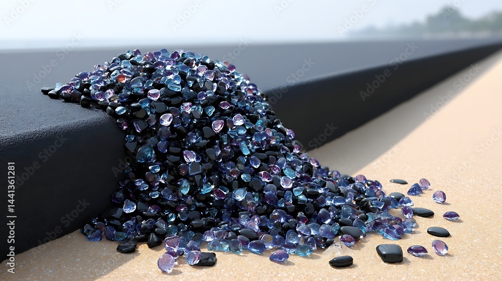 Sparkling Gem Spill Coastal Treasure with Luxury Jewels.